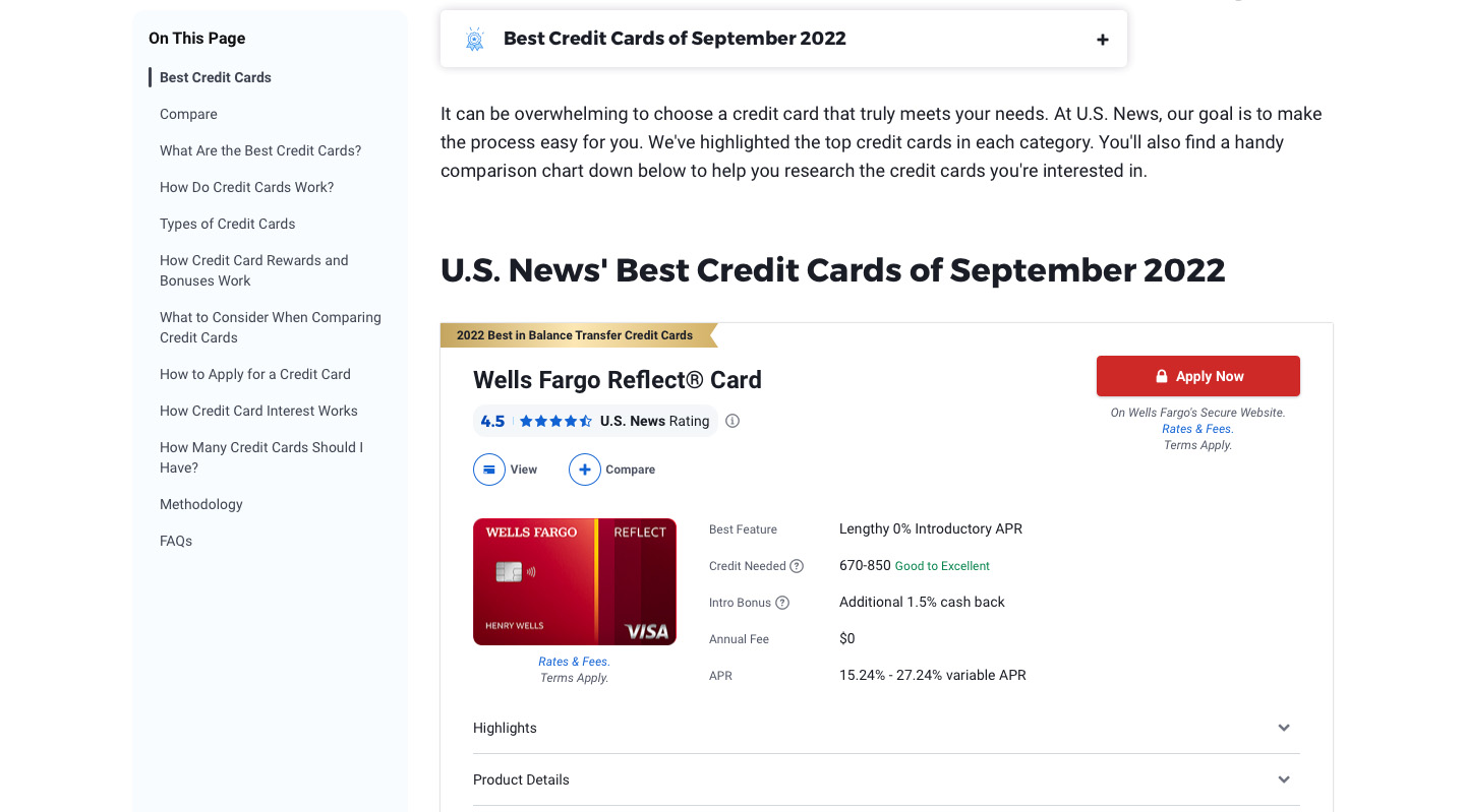 best credit cards page