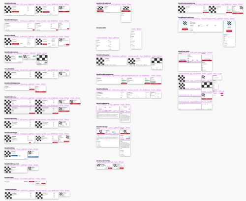sketch file showing lots of detail cards variations